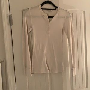 Cream XS Waffle knit Henley longsleeve
